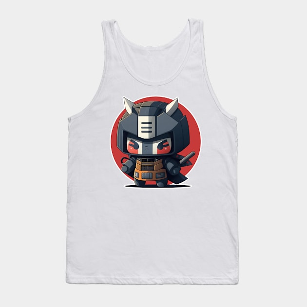 Colourful Japanese ninja warrior mech robot modern kawaii style illustration Tank Top by Quixar